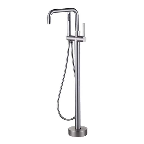 Brass Single-Handle Claw Foot Freestanding Tub Faucet with Tub Spout and Hand Shower in. Brushed Nickel
