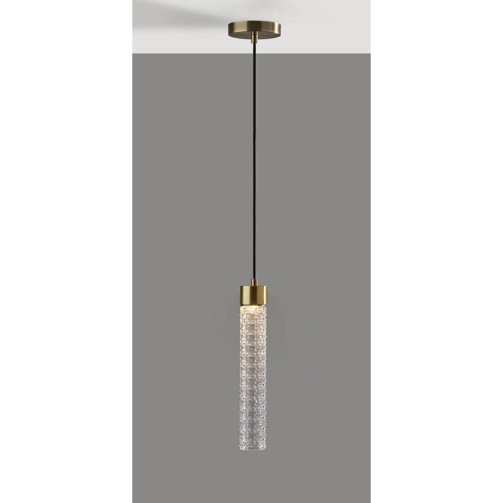 Harriet Mini LED Pendant in Antique Brass with Hand-Blown Glass
