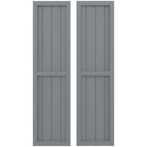 14 in. W x 39 in. H Americraft 4-Board Exterior Real Wood 2 Equal Panel Framed Board and Batten Shutters in Ocean Swell