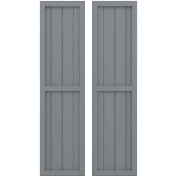 Ekena Millwork 14-in W x 64-in H Americraft 4 Board Exterior Real Wood Two Equal Panel Framed Board and Batten Shutters Ocean Swell