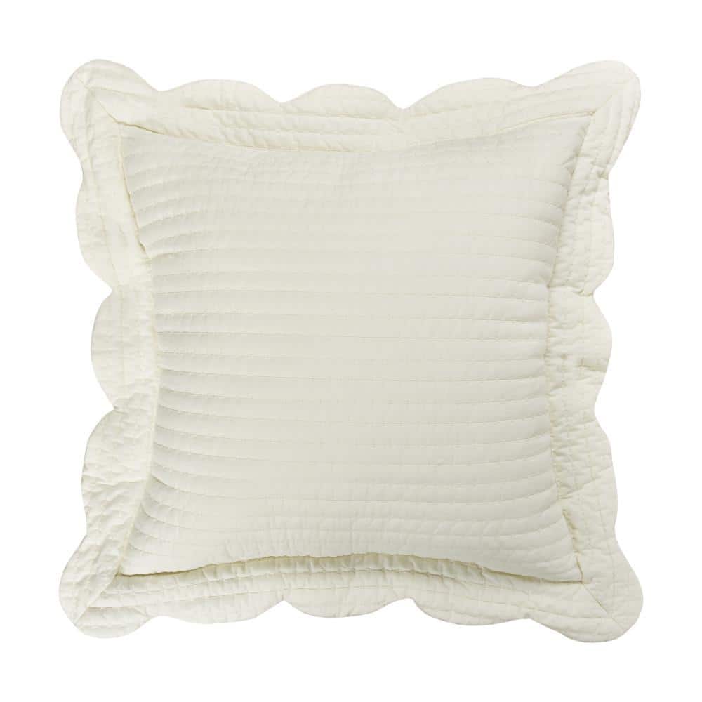 Ashford Cream Solid Cotton Euro Quilted Sham 26 in. L x 26 in. W