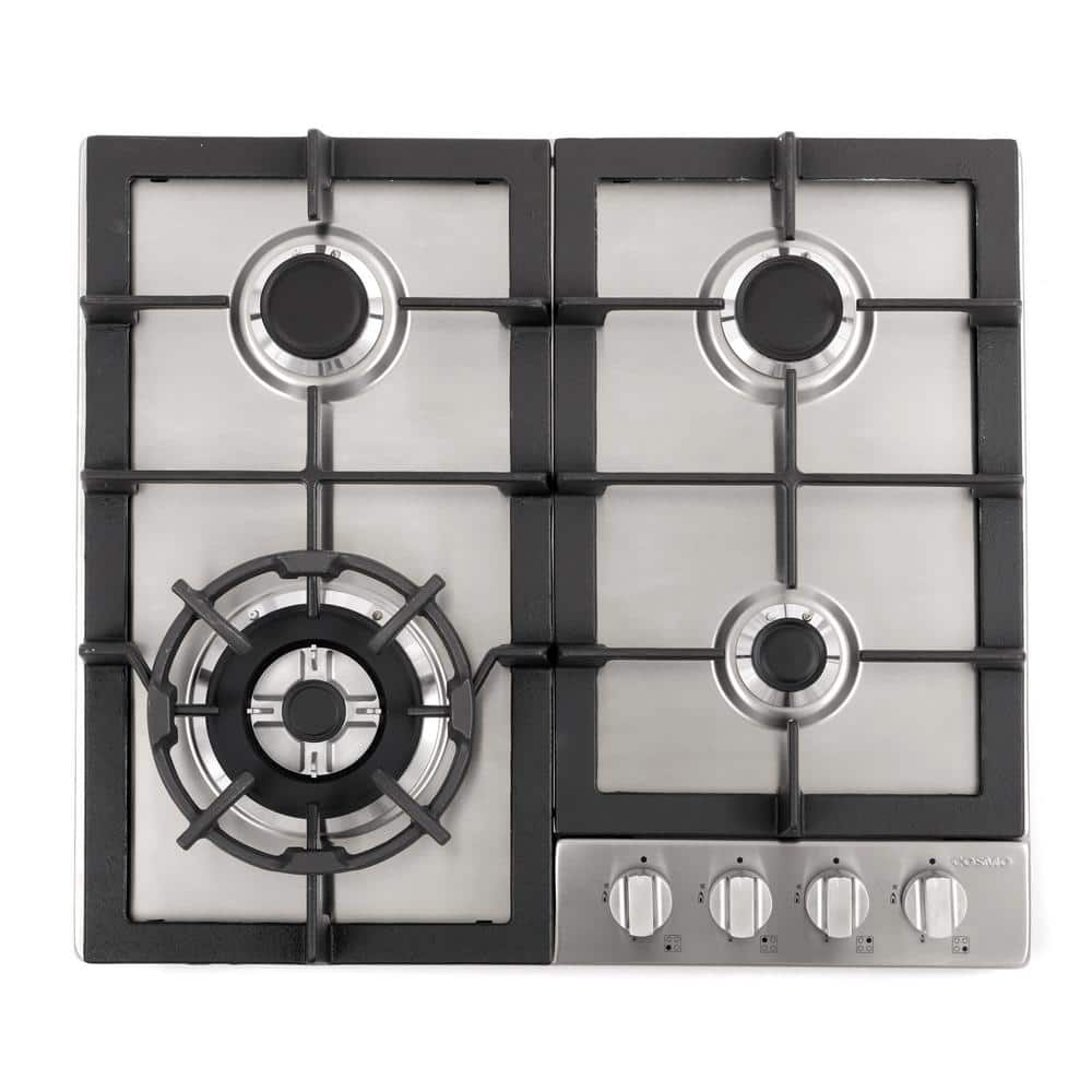 Cosmo 24 in. Gas Cooktop in Stainless Steel with 4 Sealed Burners, Silver