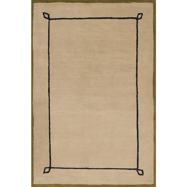 Nate Berkus x Rugs Serge Bordered Wool Cozy Tan 9 ft. x 12 ft. Indoor Area Rug