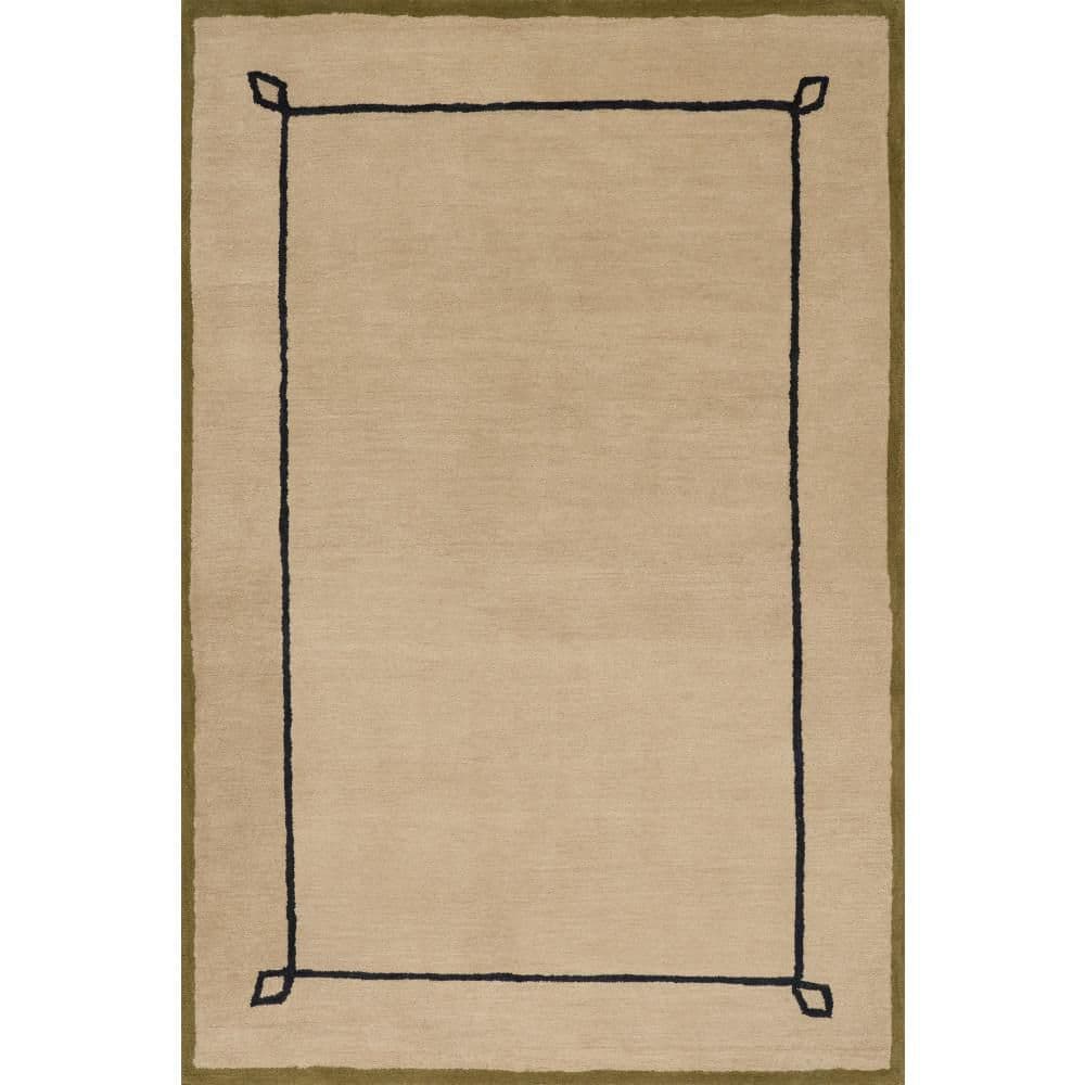 RUGS USA Nate Berkus x Rugs Serge Bordered Wool Cozy Tan 6 ft. x 9 ft ...