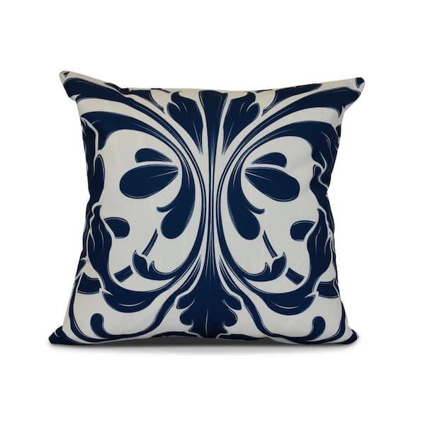Unbranded British Colonial Blue Geometric 17 in. x 17 in. Throw Pillow