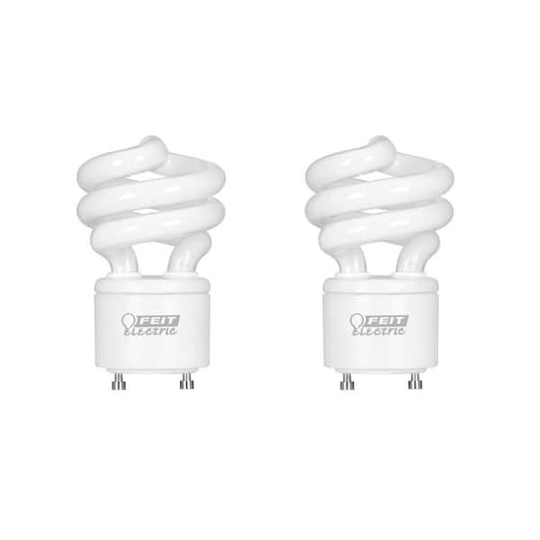 Feit Electric 60-Watt Equivalent T3 Spiral Non-Dimmable GU24 Base Compact Fluorescent CFL Light Bulb, Soft White 2700K (2-Pack)