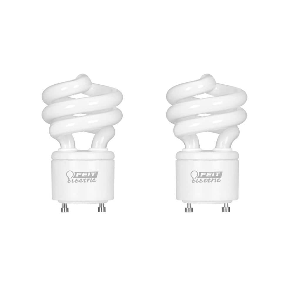 Feit Electric 60-Watt Equivalent T3 Spiral Non-Dimmable GU24 Base Compact Fluorescent  CFL Light Bulb, Soft White 2700K (2-Pack) BPESL13T/GU24/2 - The Home Depot, image size:1000x1000