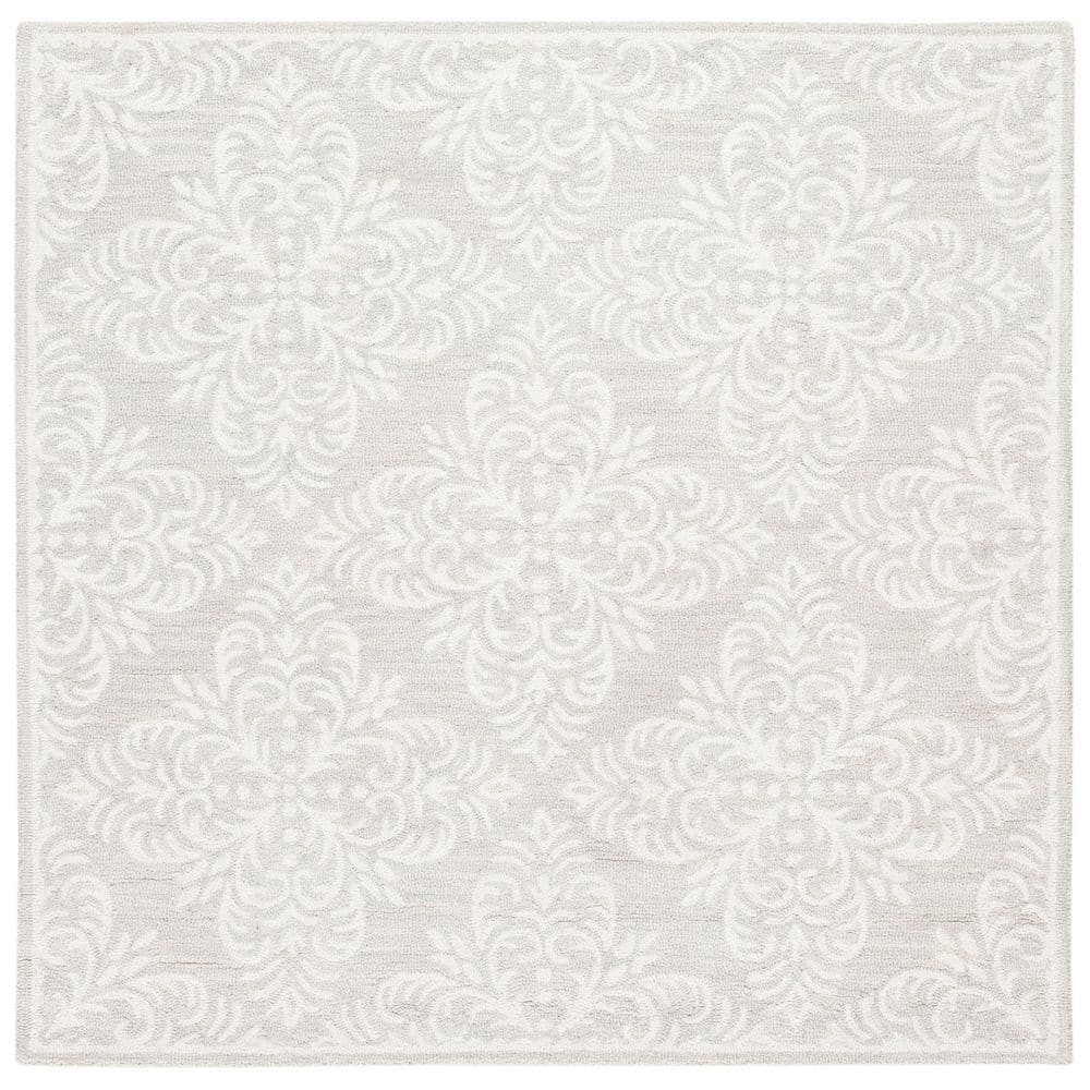 SAFAVIEH Micro Loop Silver Ivory 5 Ft X 5 Ft Geometric Square Area safavieh-micro-loop-silver-ivory-5-ft-x-5-ft-geometric-square-area
