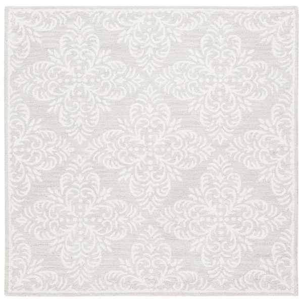 SAFAVIEH Micro-Loop Silver/Ivory 5 ft. x 5 ft. Geometric Square Area Rug