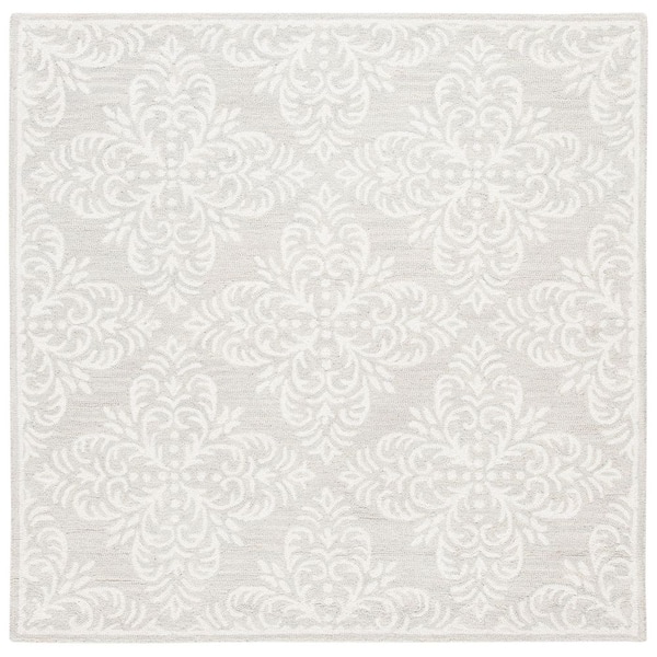 SAFAVIEH Micro-Loop Silver/Ivory 5 ft. x 5 ft. Geometric Square Area Rug