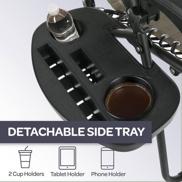 Gray Folding Zero Gravity Steel Outdoor Lounge Chairs (2-Pack)