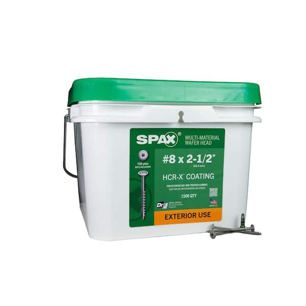 SPAX #8 x 2-1/2 in. Exterior Wafer Head Wood Screws Construction Torx T-Star Plus (1500 Each) Bulk Pail Bit Included