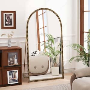 Gold 35.4 in. W x 65.7 in. H Retro Arch Metal Full Length Mirror Standing Mirror Floor Mirror for Living Room, Bedroom