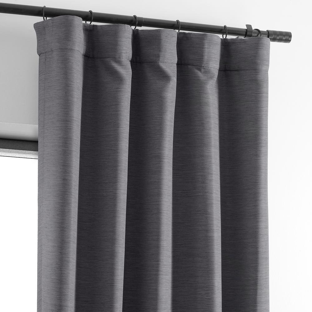 Armour Grey Polyester Blackout Puddle Length Window Panel