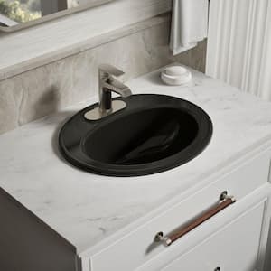 Pennington 20.3 in. x 8.5 in. Drop-In Bathroom Sink in Black Black Vitreous China