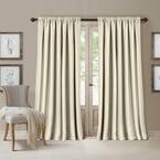 All Seasons Ivory Solid Polyester 52(in)X84(in) Rod Pocket/Back Tab Blackout Curtain Panel