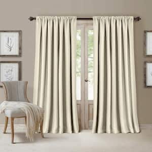 All Seasons Ivory Solid Polyester 52(in)X95(in) Rod Pocket/Back Tab Blackout Curtain Panel