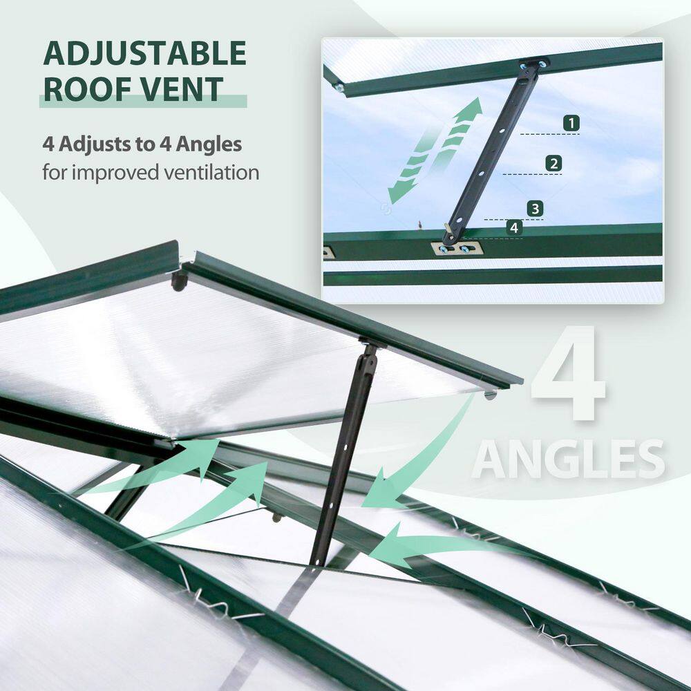6.2 ft x 6.2 ft Walk-in Aluminum Frame Polycarbonate Hobby Greenhouse