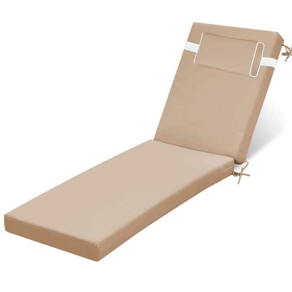 YLLN 71 in. x 21 in. x 4 in. (1-Pack) Outdoor Chaise Lounge Cushion, Waterproof Lounge Patio Replacement Cushion Beige