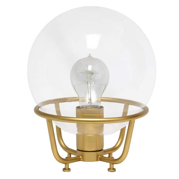 Elegant Designs 10 in. Matte Gold Glass Crystal Ball Table Lamp