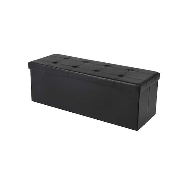 Benjara 43.31 in. Black Backless Bedroom Bench with Tufted Seat and Removable Top