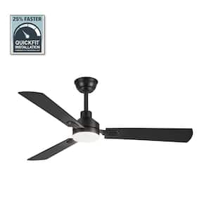 2-Pack 52 in. Indoor Matte Black 3-Colors LED Ceiling Fan with Dual-Finish Blades and Light Kit and Remote control