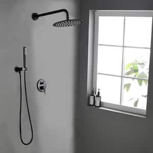 Double Handle 1-Spray Shower Faucet 2.5 GPM with Waterfall Shower Head in Matte Black