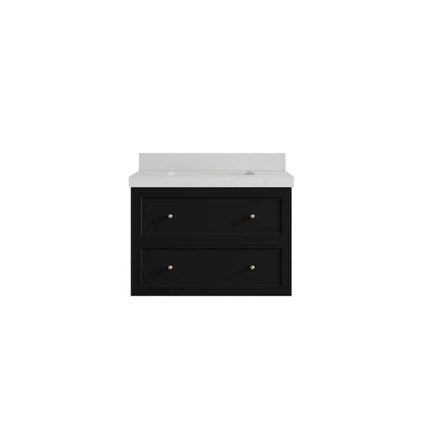 Willow Collections Roswell 30 in. Single Sink Freestanding Black Bath Vanity with Carrara Qt. Top Unassembled