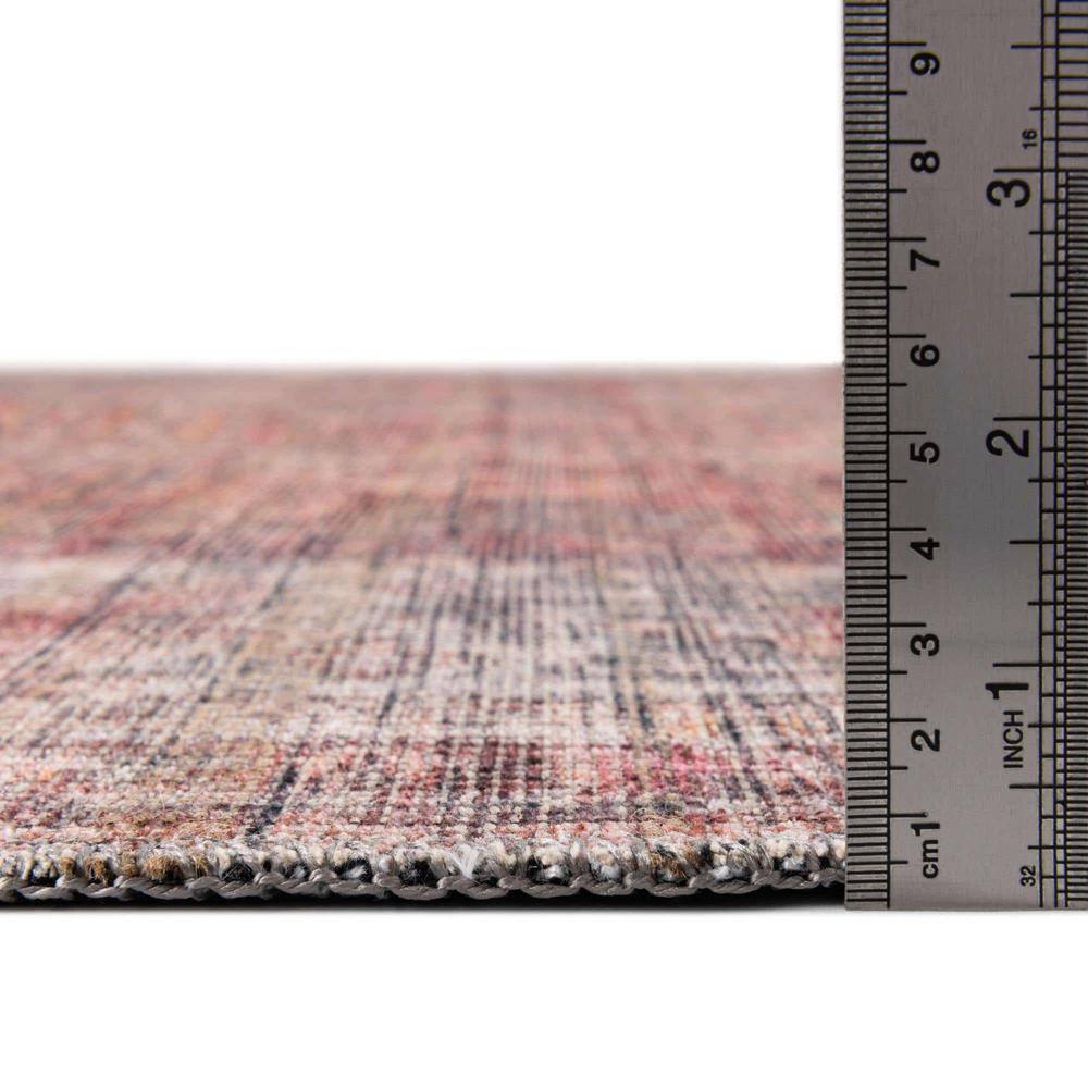 Rustic Charm Rust Red and Brown Round Synthetic Rug