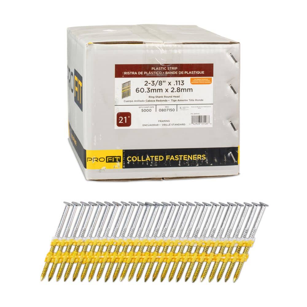 2-3/8 in. x 0.113 21-Degree Hot Dipped Galvanized Ring Shank Plastic Strip Framing Nails (5000 -Per Box) price history on PriceWatchPro
