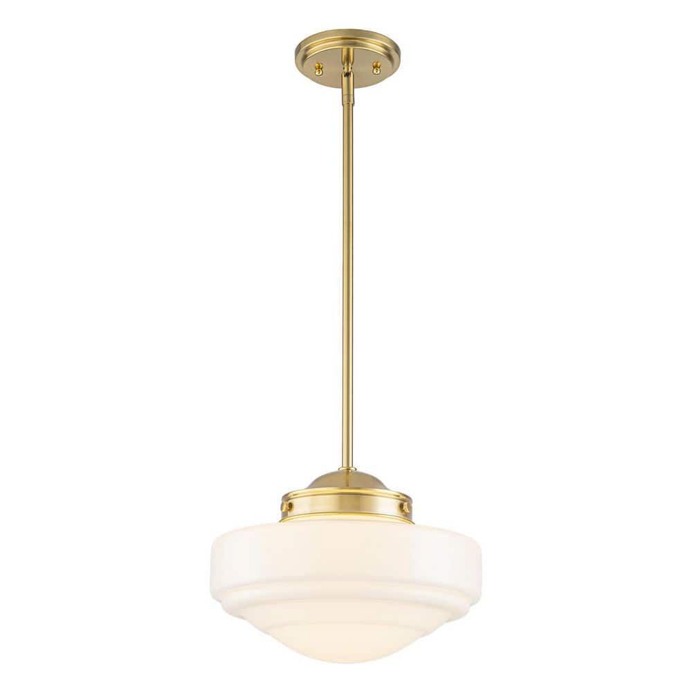 1-Light Modern Brass Vintage Milk Glass Tiered Schoolhouse Pendant Light price history on PriceWatchPro