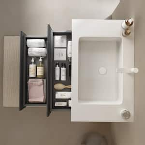 30 in. Floating Gray Bath Vanity with White Acrylic Top and White Acrylic Basin