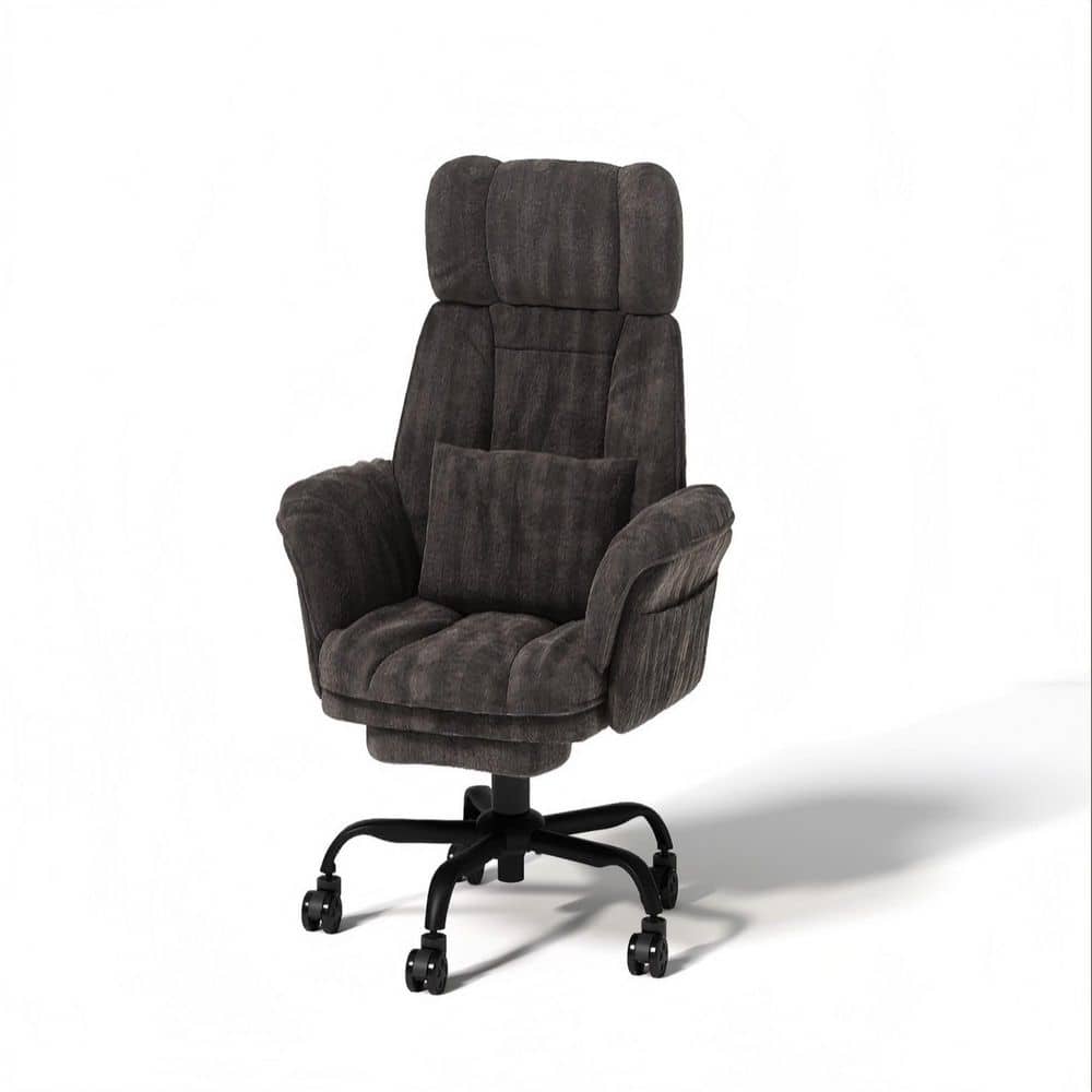 44 in Plush Velvet Corduroy Fixed Arms Cross Legged Massage Ergonomic Task Chair in Black with Arms price history on PriceWatchPro
