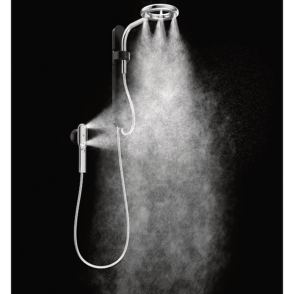 Spa Shower 1-Spray 8 in. Dual Fixed and Handheld Shower Head 1.75 GPM w/ Magnetic Remote Dock in Chrome/Matte Black