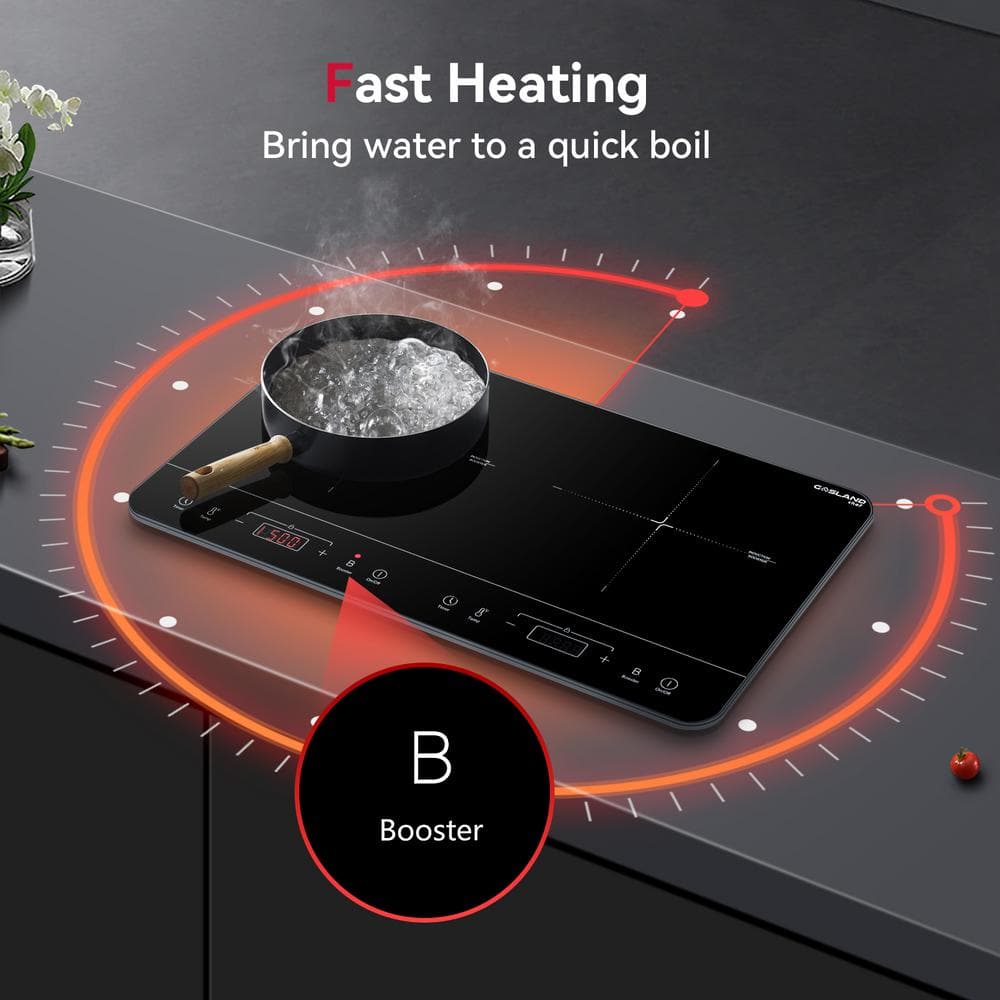 24-Inch Black Electric Induction Cooktop with Dual Burners