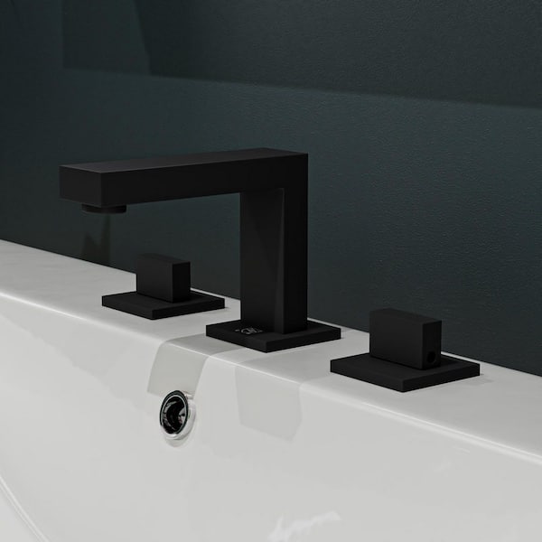 8 in. Widespread Double Handle Bathroom Faucet in Matte Black