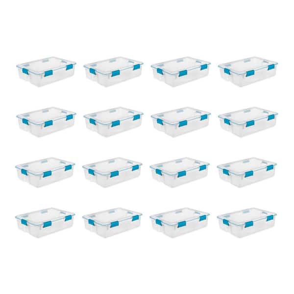 Sterilite 37 Qt. Thin Latched Gasket Plastic Storage Bin Tote in Clear (16-Pack)