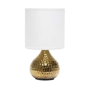 9.25 in. Gold and White Hammered Drip Mini Table Lamp