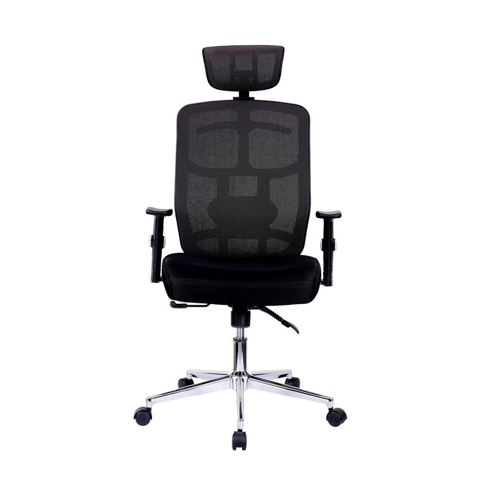 Executive High-Back Black Mesh Swivel Office Chair with Metal Base