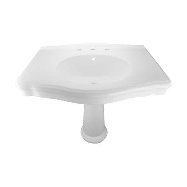Darbyshire 33-1/2 in. Pedestal Combo Bathroom Sink in White with Overflow
