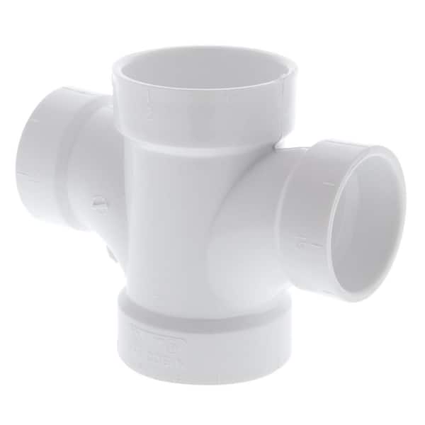NIBCO 2 in. x 2 in. x 1-1/2 in. x 1-1/2 in. PVC DWV All Hub Double Sanitary Tee