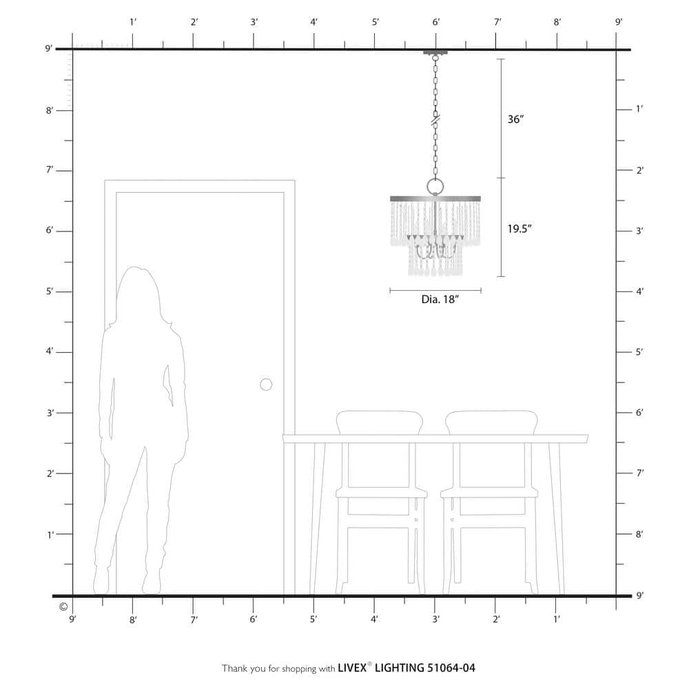 Black Mini Crystal 4-Light Plug-in Chandelier