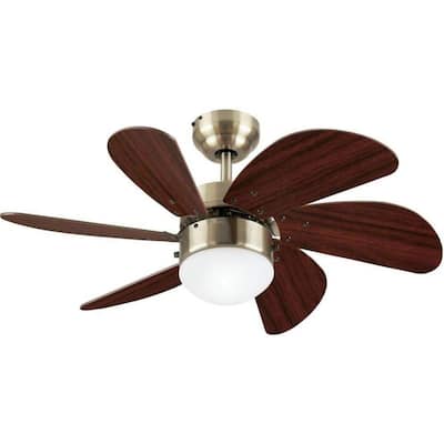 Turbo Swirl 30 in. Indoor Antique Brass Ceiling Fan with Walnut 