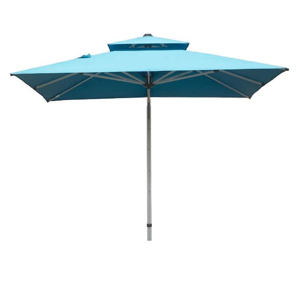 9 ft. Square Cantilever Patio Umbrella with Center Pole, 9-Rib in Lake Blue(Base Not Included)