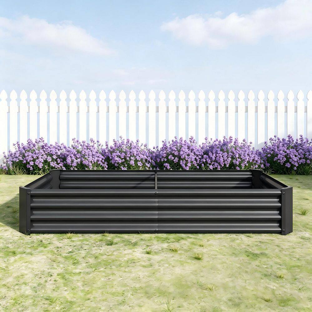 6 ft. x 3 ft. x 1 ft. Black Metal Galvanized Rectangle Garden Bed