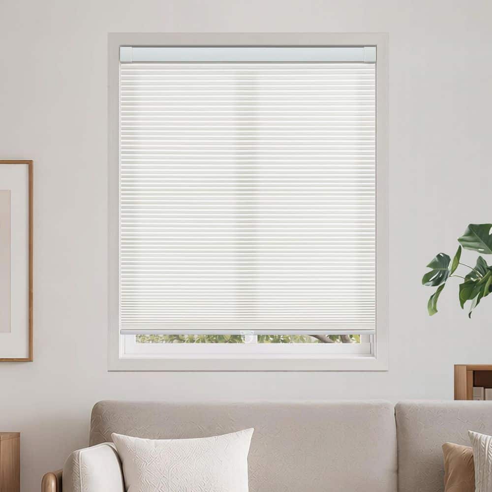 White Cordless Light Filtering No Drill No Tool Polyester Cellular Shades - 34 in. W x 64 in. L price history on PriceWatchPro