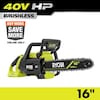RYOBI 40V HP Brushless 16 in. Battery Cordless Electric Chainsaw (Tool Only) RY40HPCW02B