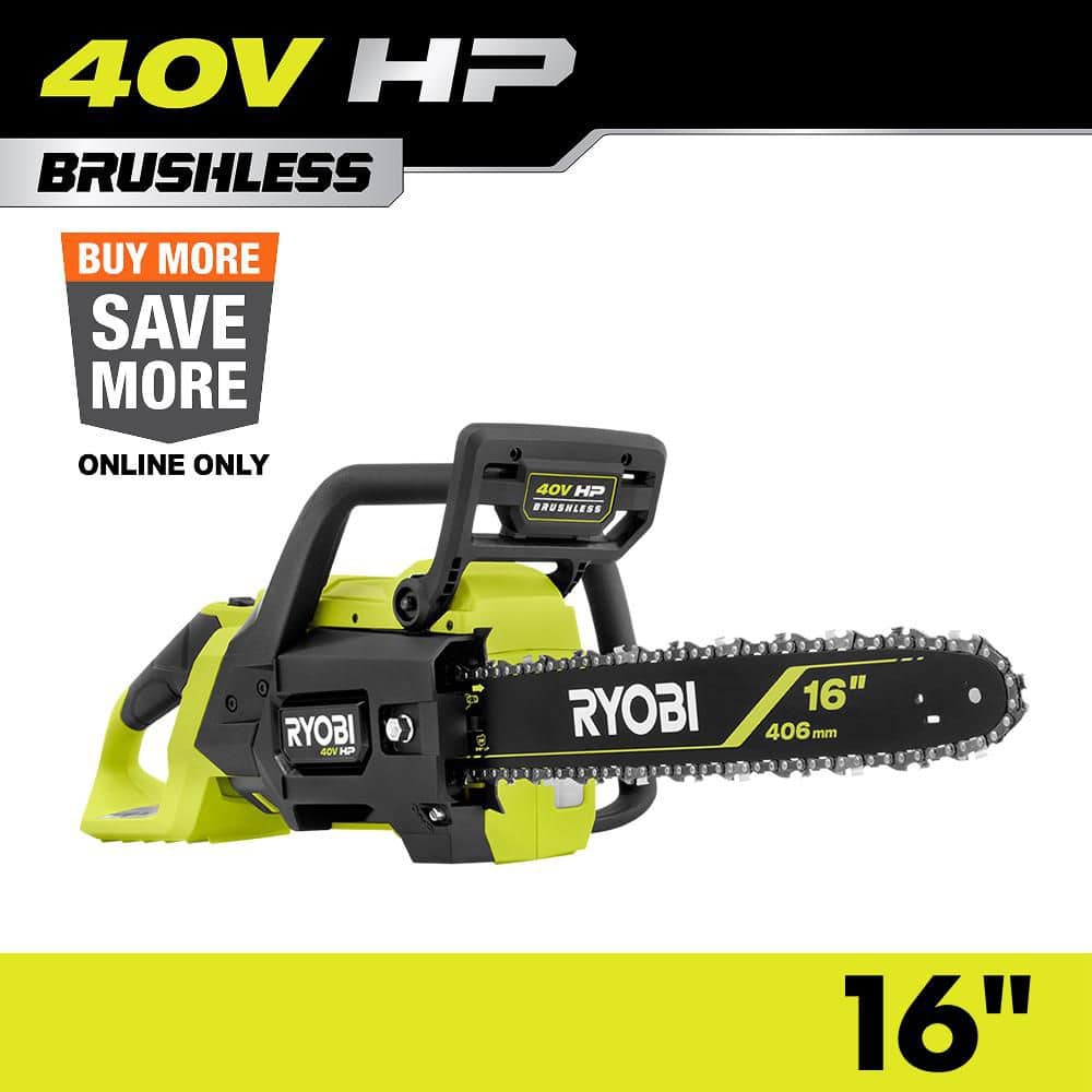 RYOBI 40V HP Brushless 16 in. Battery Cordless Electric Chainsaw (Tool Only) RY40HPCW02B