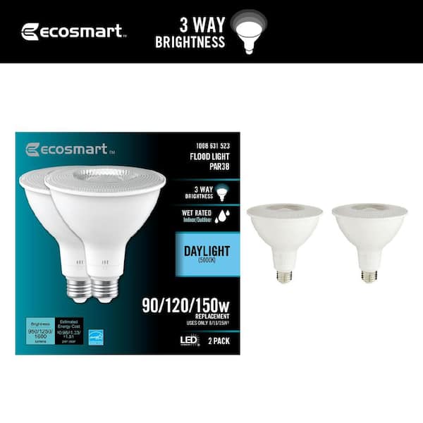 90/120/150-Watt Equivalent PAR38 3-Way Flood Energy Star Dimmable CEC LED Flood Light Bulb 5000K Daylight (2-Pack)