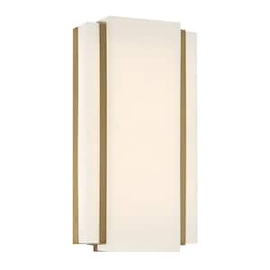 Tanzac 1-Light Soft Brass LED Wall Sconce with White Faux Alabaster Shade